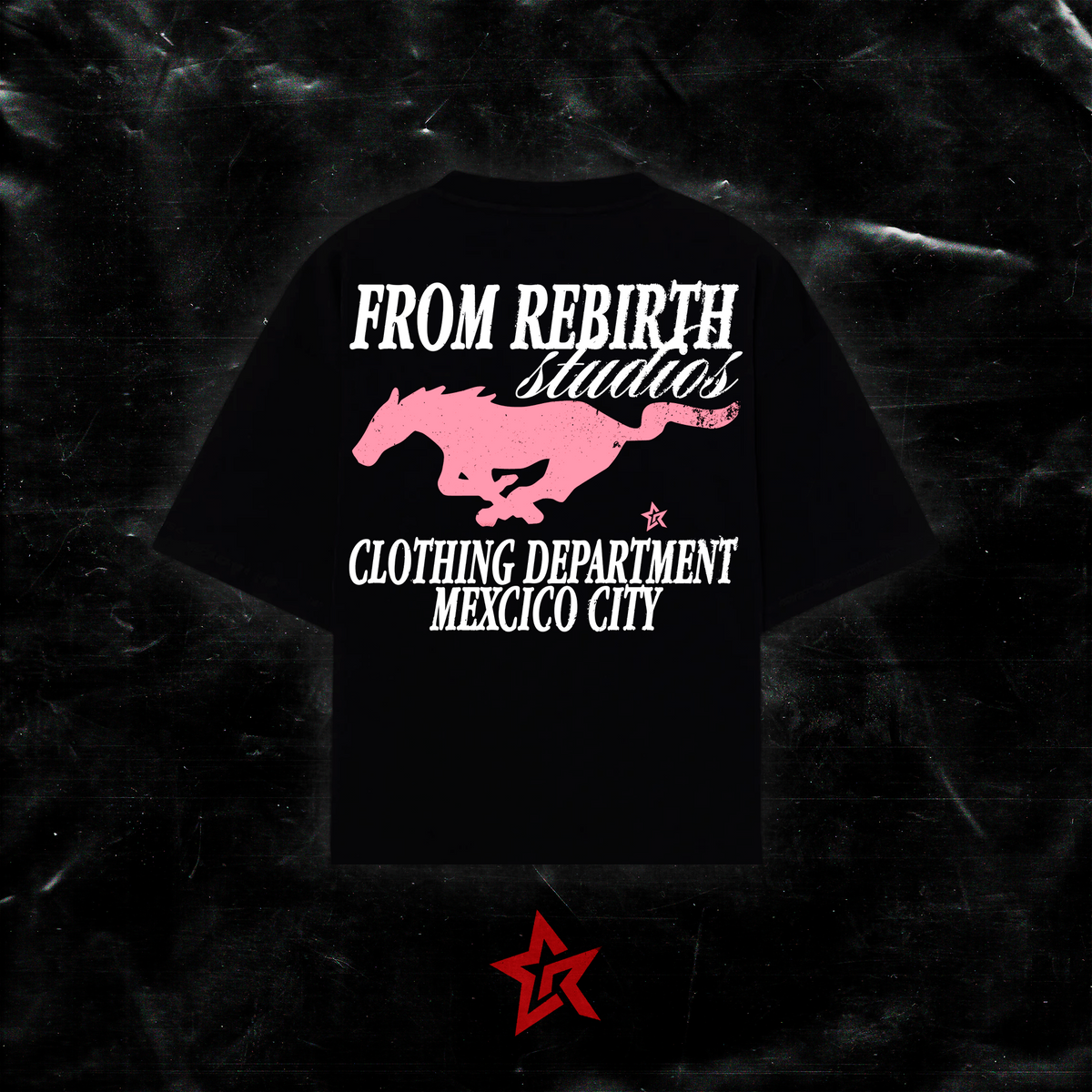 Pink Horse Tee Black