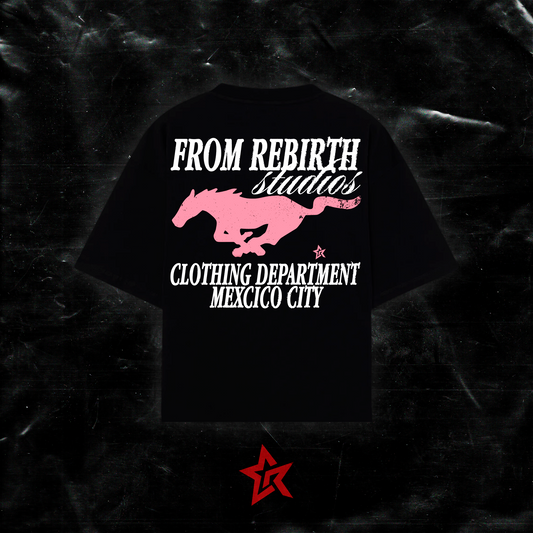 Pink Horse Tee Black